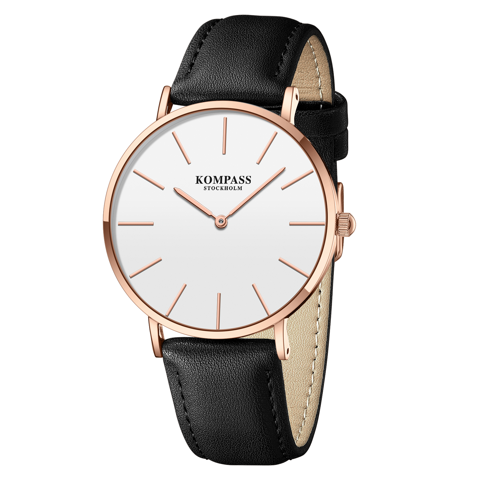 Kompass Classique Ultra-Thin Rose Gold White Black - 3