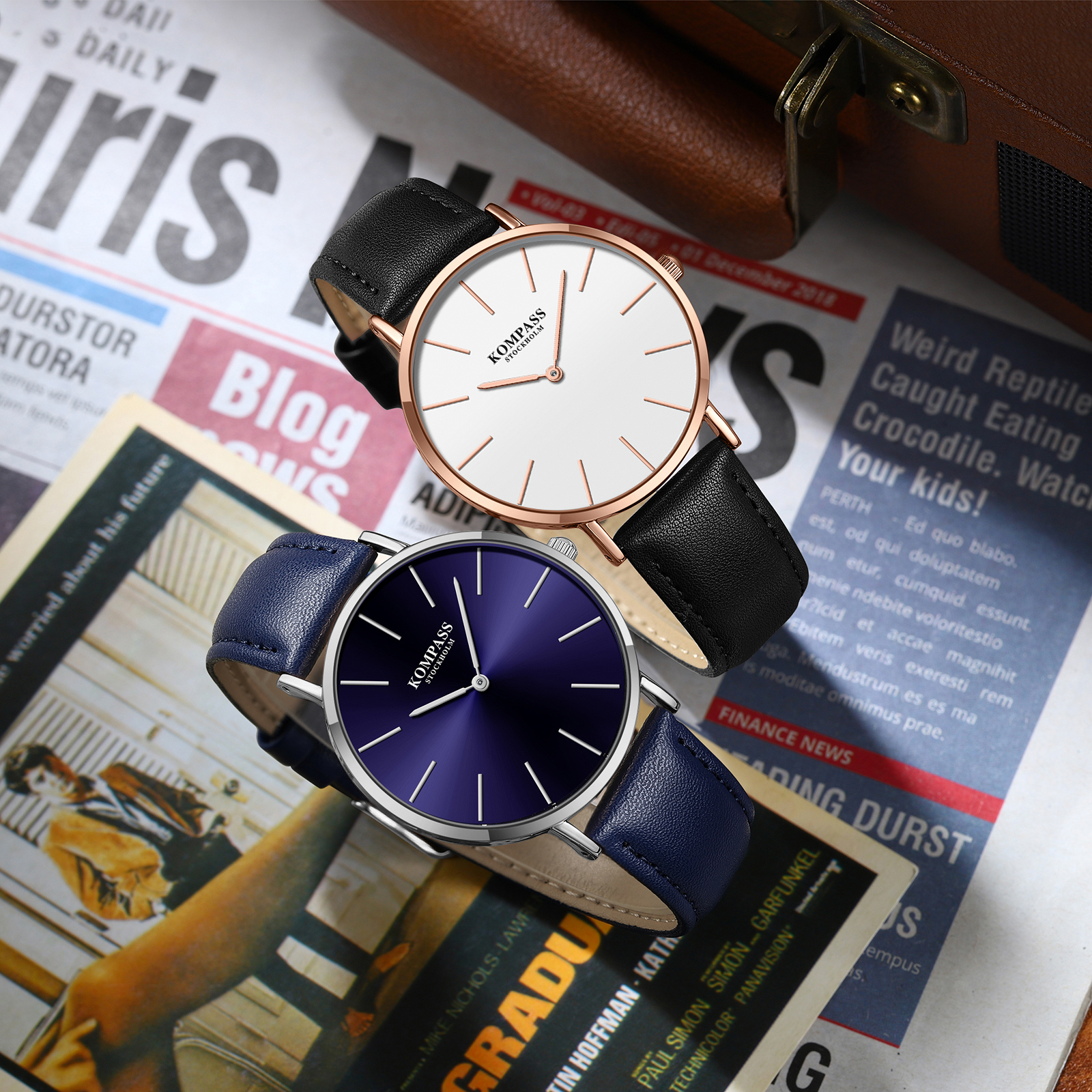 Kompass Classique Ultra-Thin Rose Gold White Black - 10