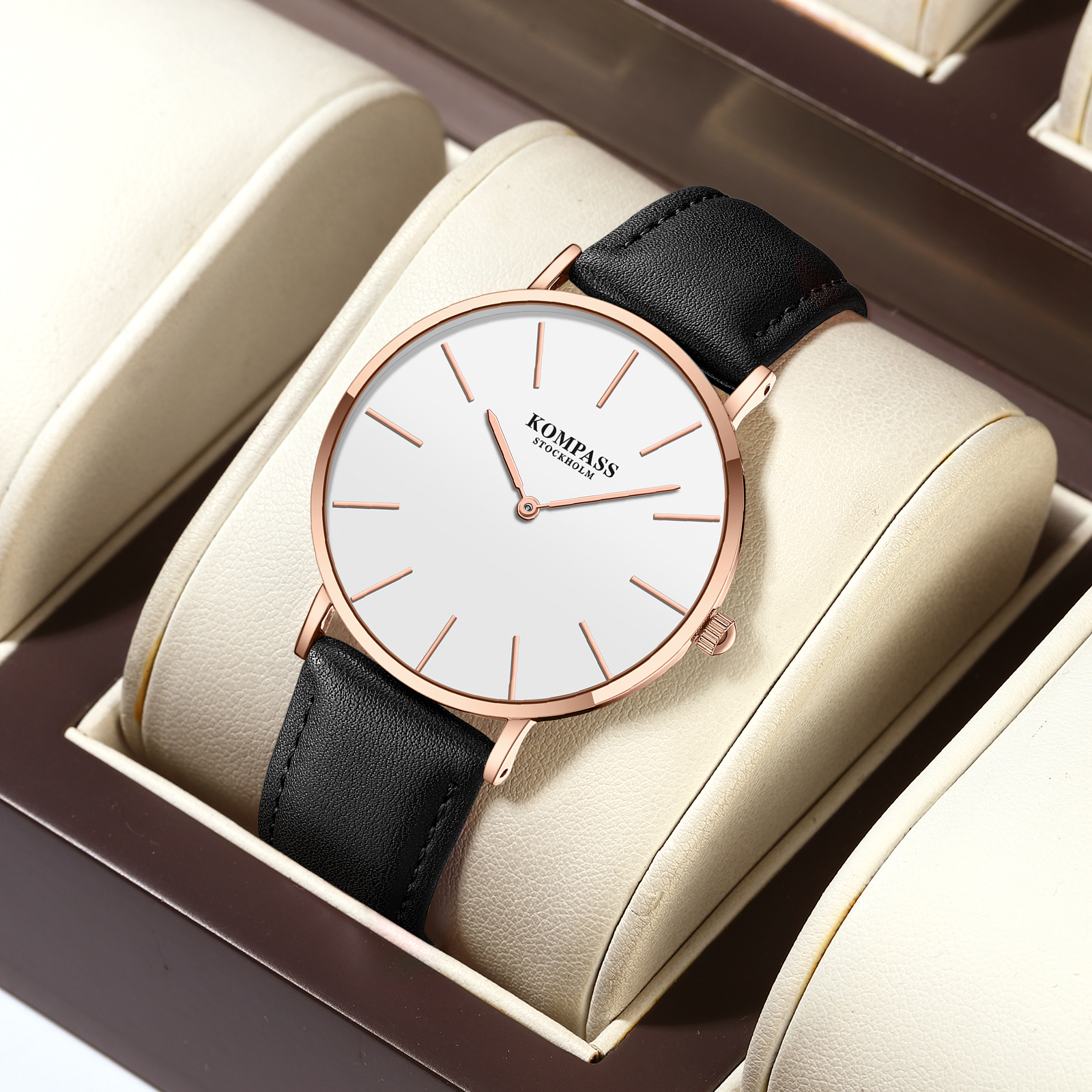 Kompass Classique Ultra-Thin Rose Gold White Black - 6