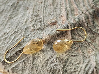 Citrine drops, gold-plated 925 silver