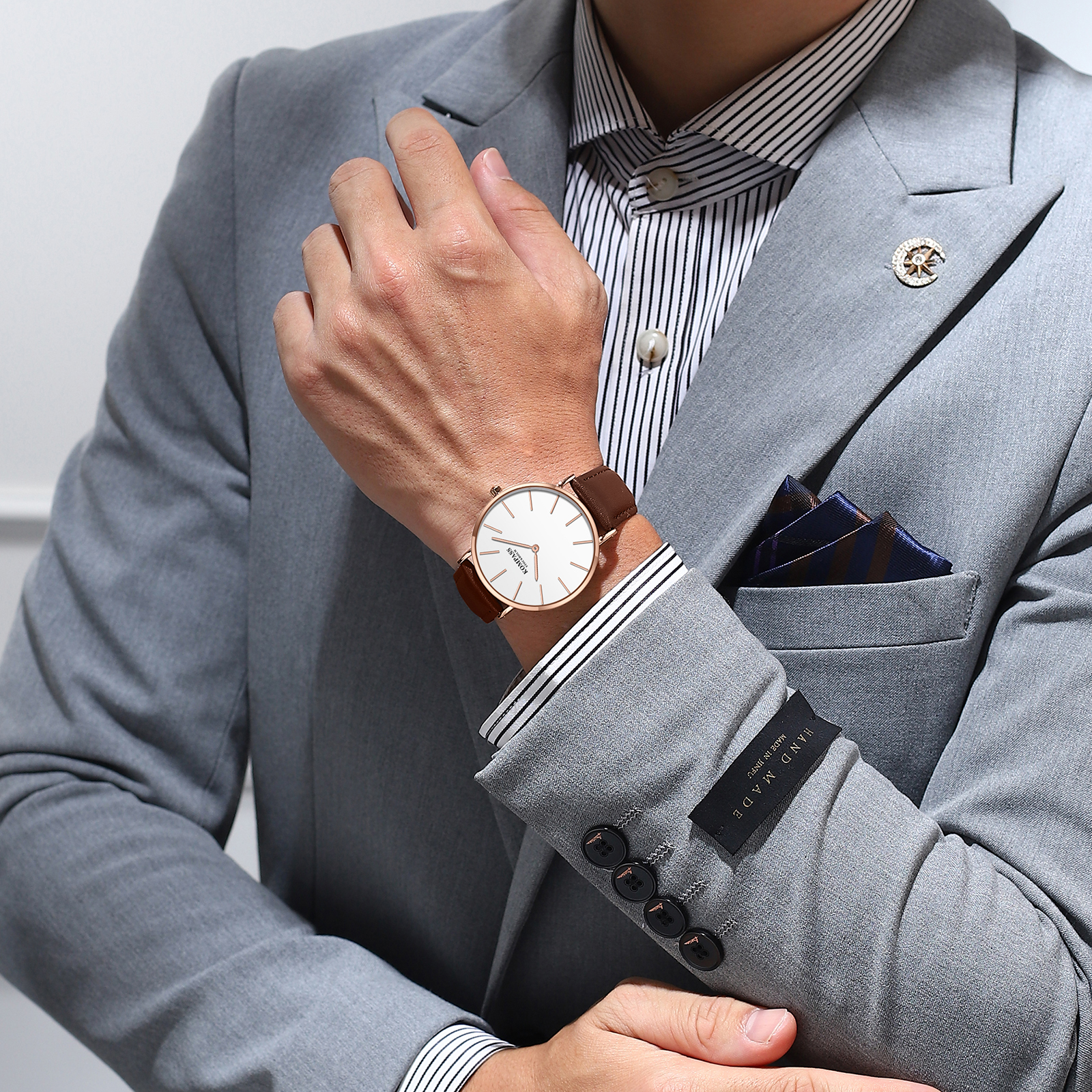 Kompass Classique Ultra-Thin Rose Gold White Brown - 7