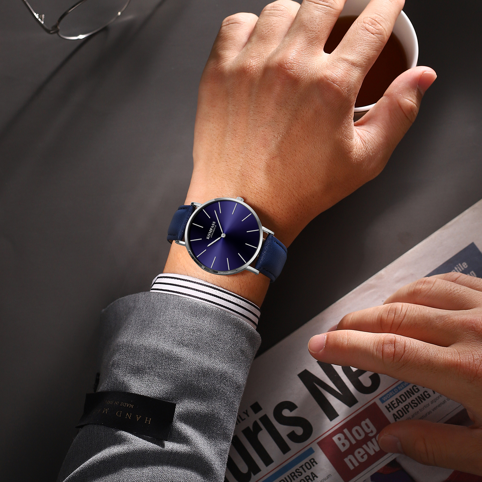 Kompass Classique Ultra-Thin Silver Blue - 8