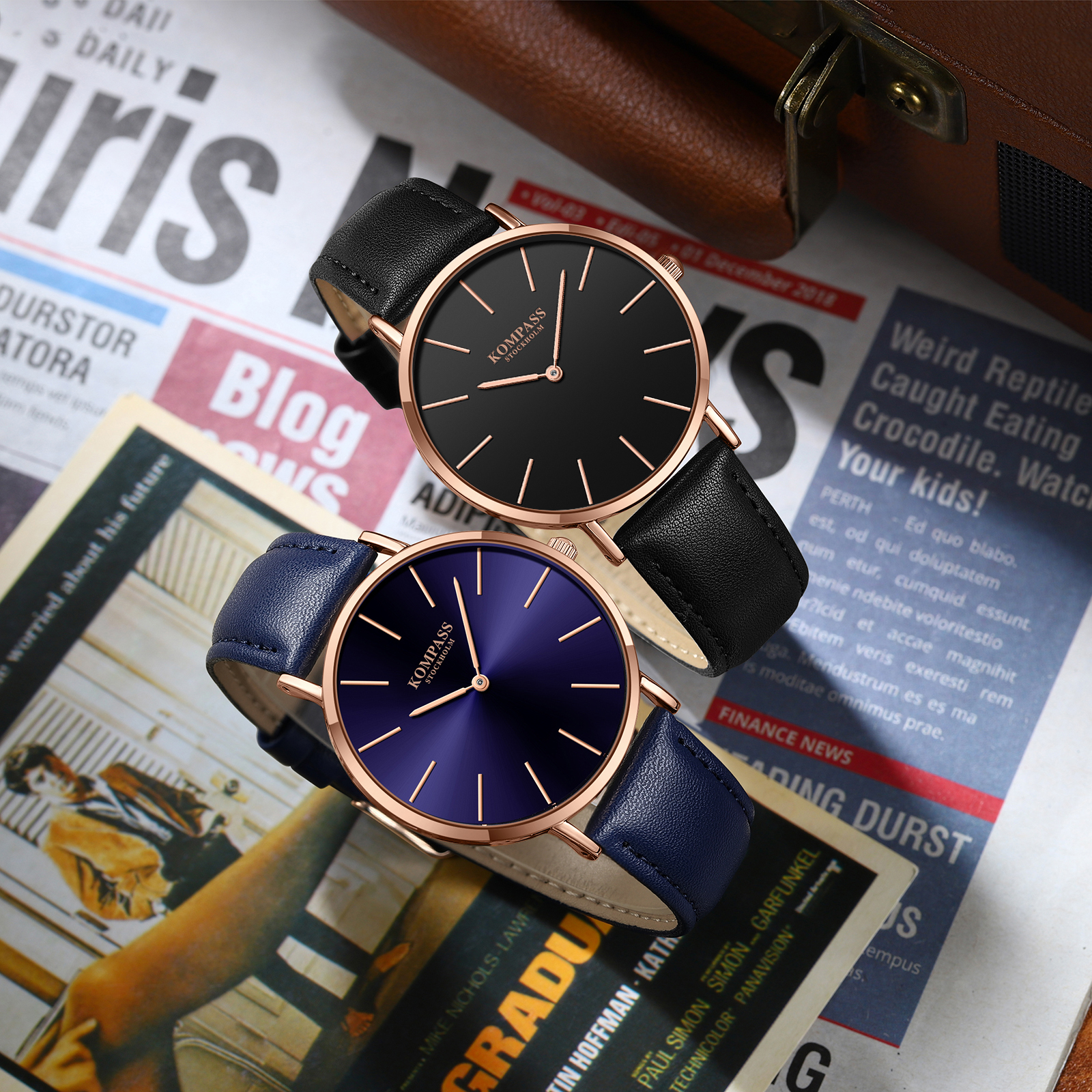 Kompass Classique Ultra-Thin Rose Gold Black - 10