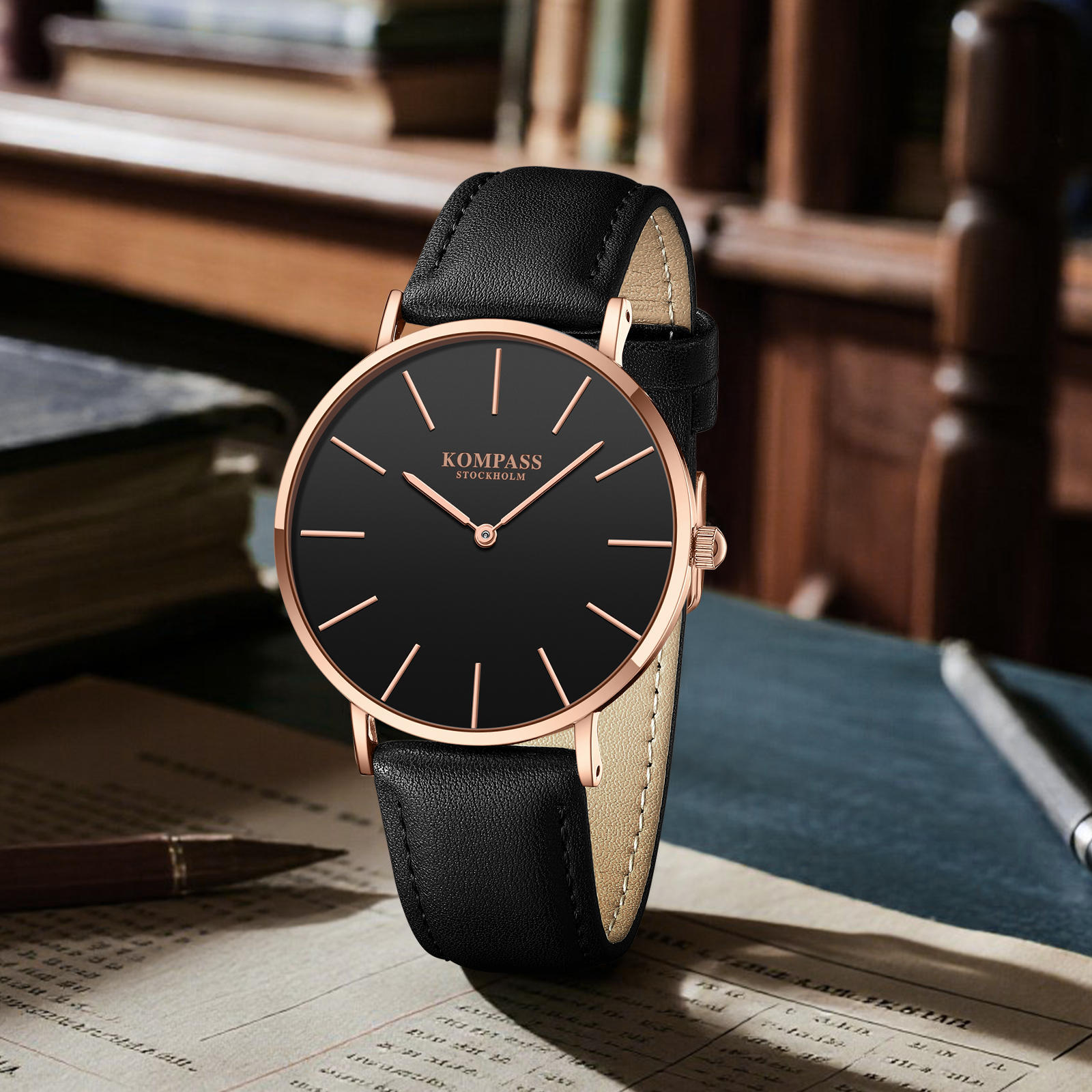 Kompass Classique Ultra-Thin Rose Gold Black - 5