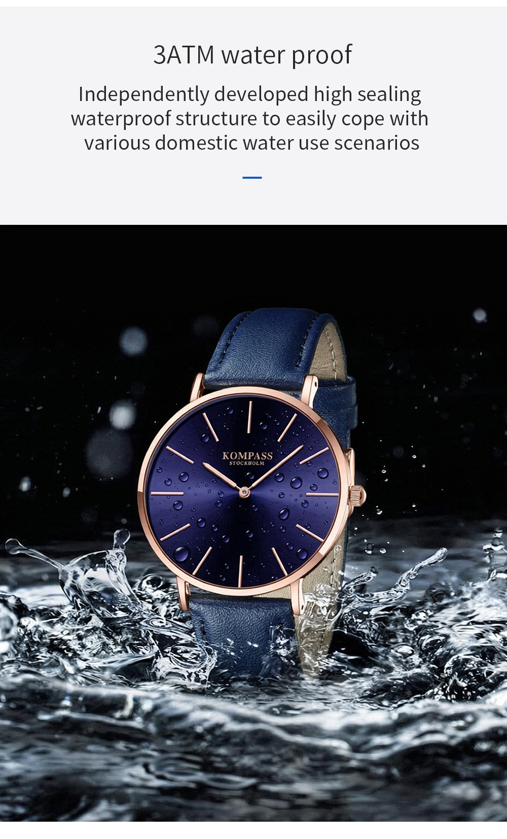 Kompass Classique Ultra-Thin Rose Gold Black - 12