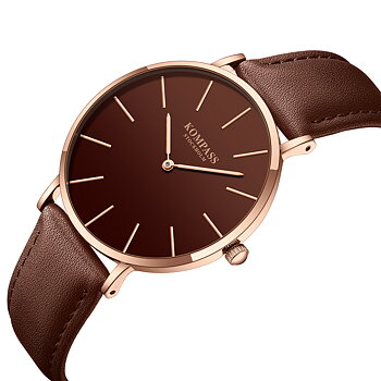 Kompass Classique Ultra-Thin Rose Gold Brown