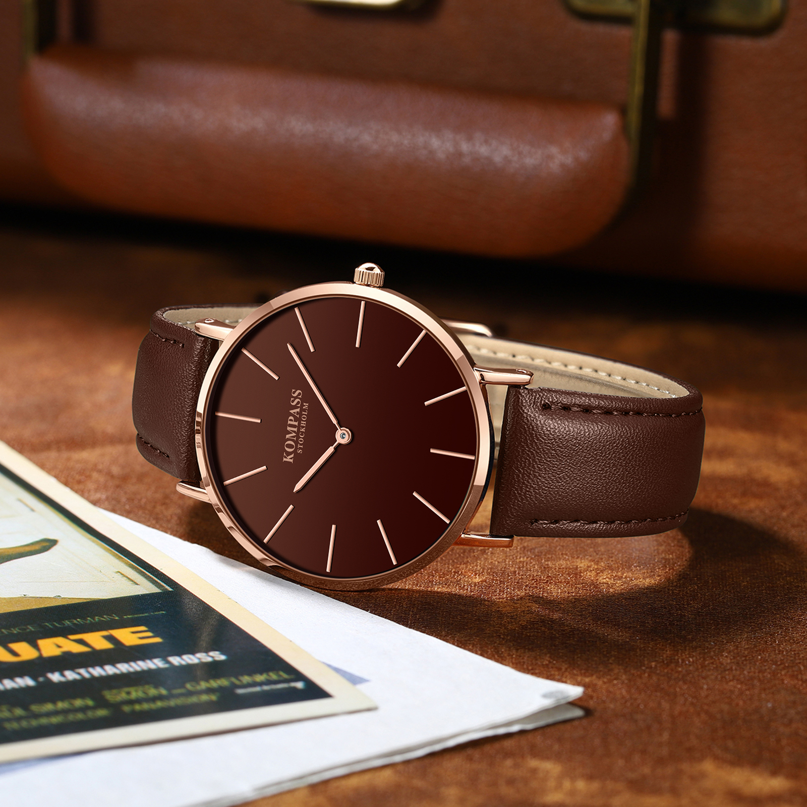 Kompass Classique Ultra-Thin Rose Gold Brown - 4