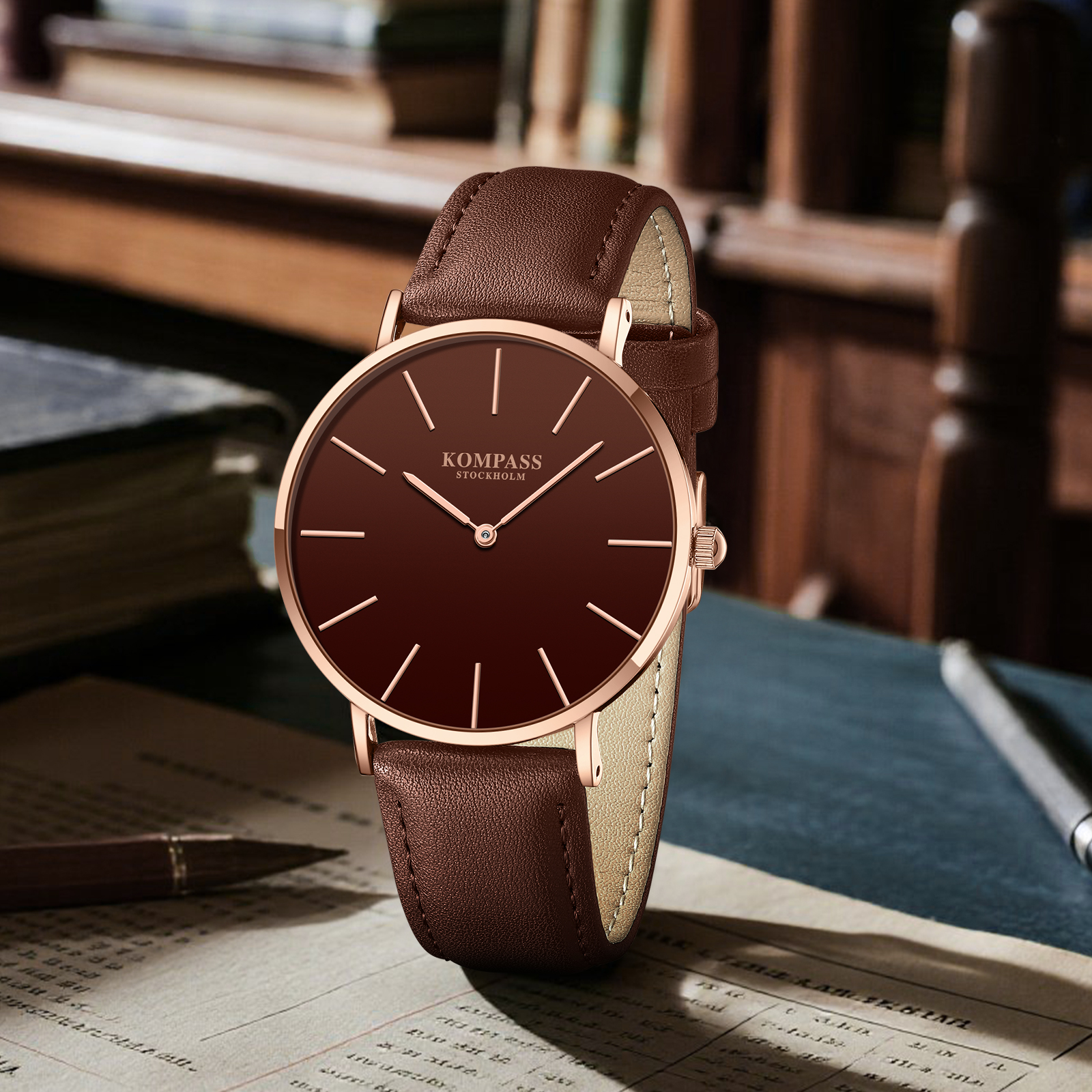 Kompass Classique Ultra-Thin Rose Gold Brown - 5