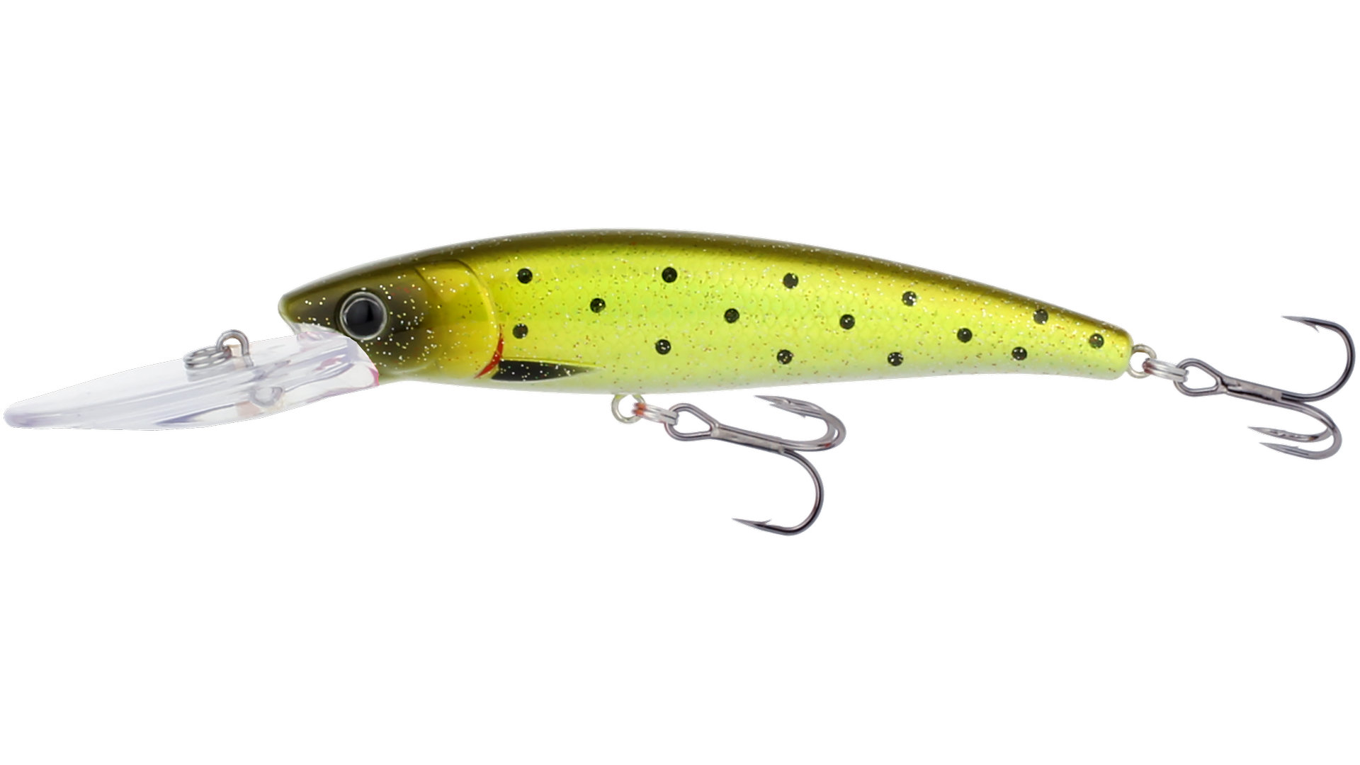 Den dyker ner till ca 3 m beroende på hastighet, linmängd och dimension. Grimner Deep är 9 cm lång utan skeden och väger 10 g. Bra på gös och öring