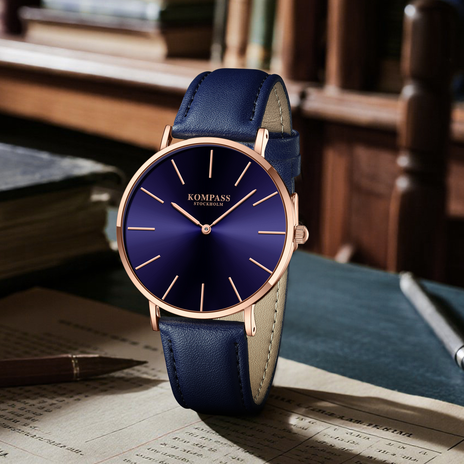 Kompass Classique Ultra-Thin Rose Gold Blue - 5