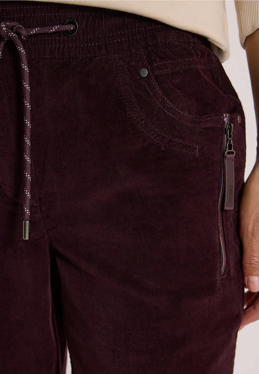 NOS Tracy Fine Corduroy Trousers - Berry Red - Cecil - 3