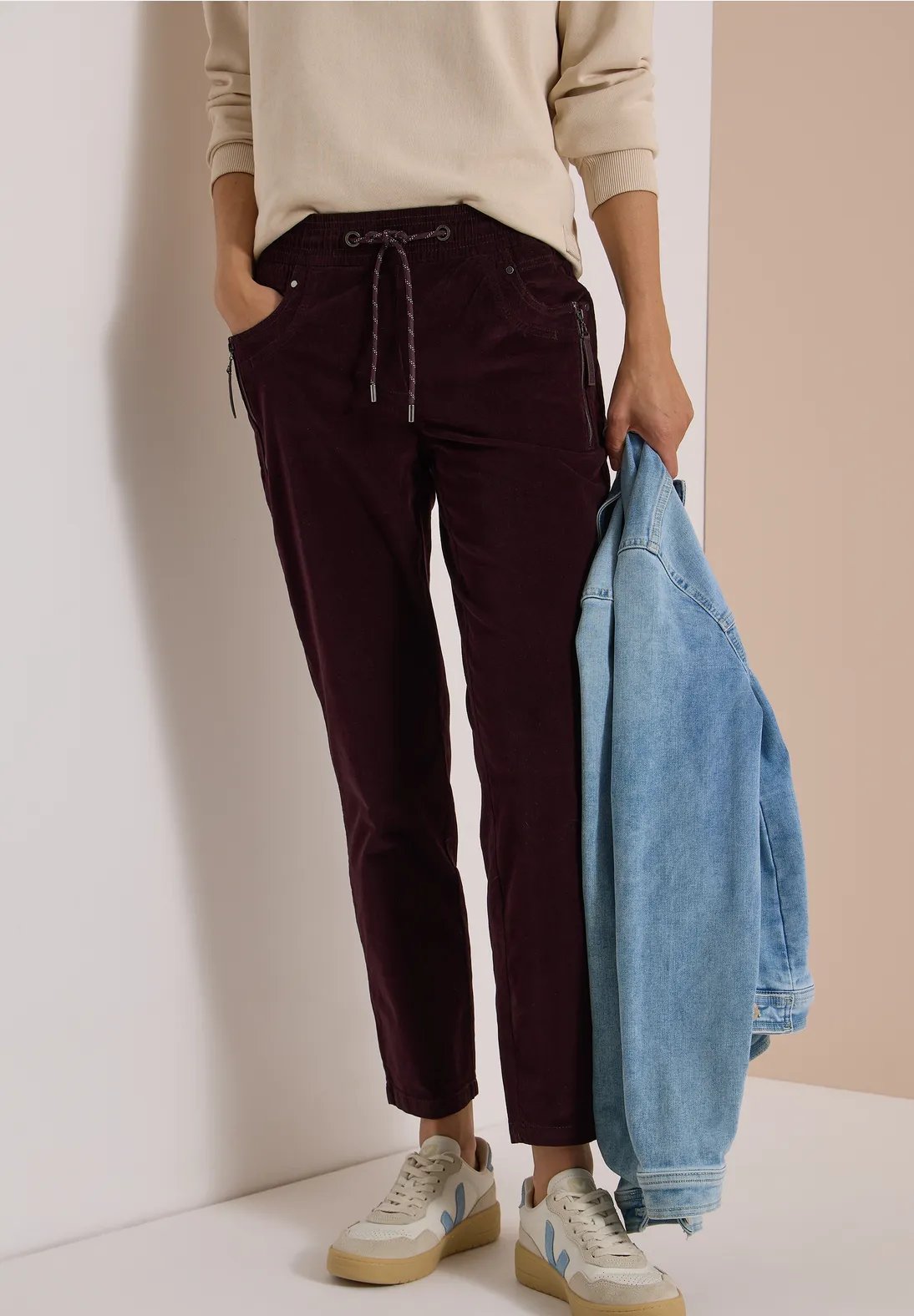 NOS Tracy Fine Corduroy Trousers - Berry Red - Cecil