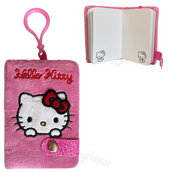Hello Kitty Kawaii Rosa Anteckningsbok i Plysch med Hänge, 80 blad