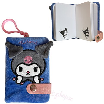 Kuromi Kawaii Blå Anteckningsbok i Plysch med Hänge, 80 blad