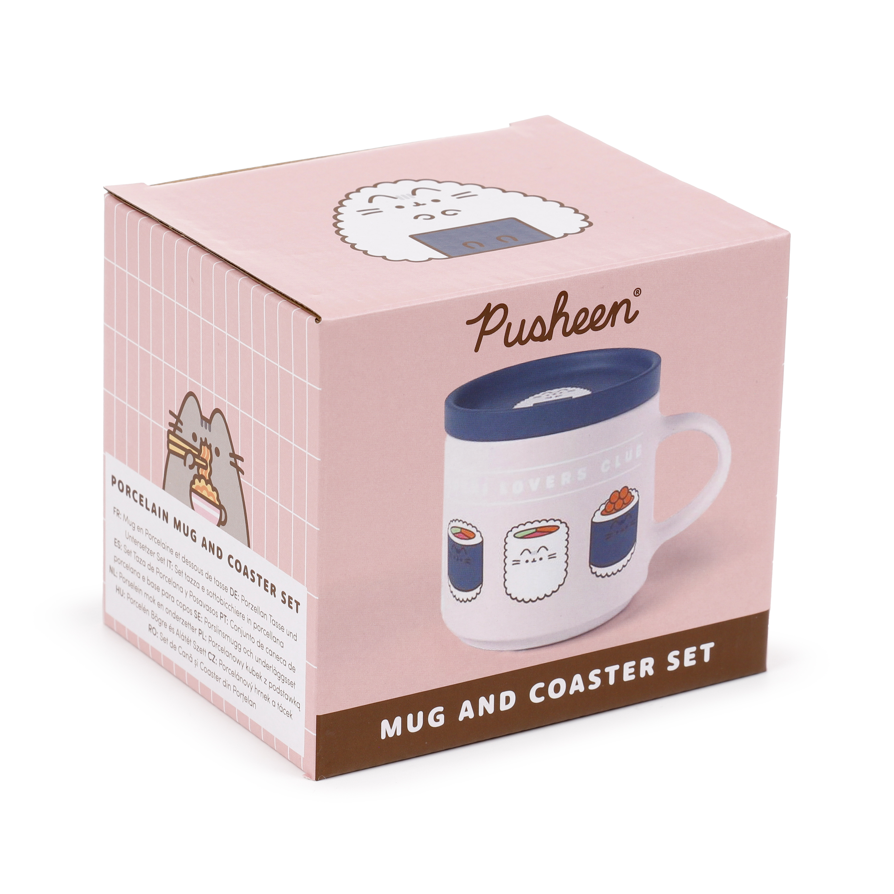 Pusheen the Cat Katt Porslinsmugg & Underlägg/Lock Set - Sushi Lover 420ml - 3