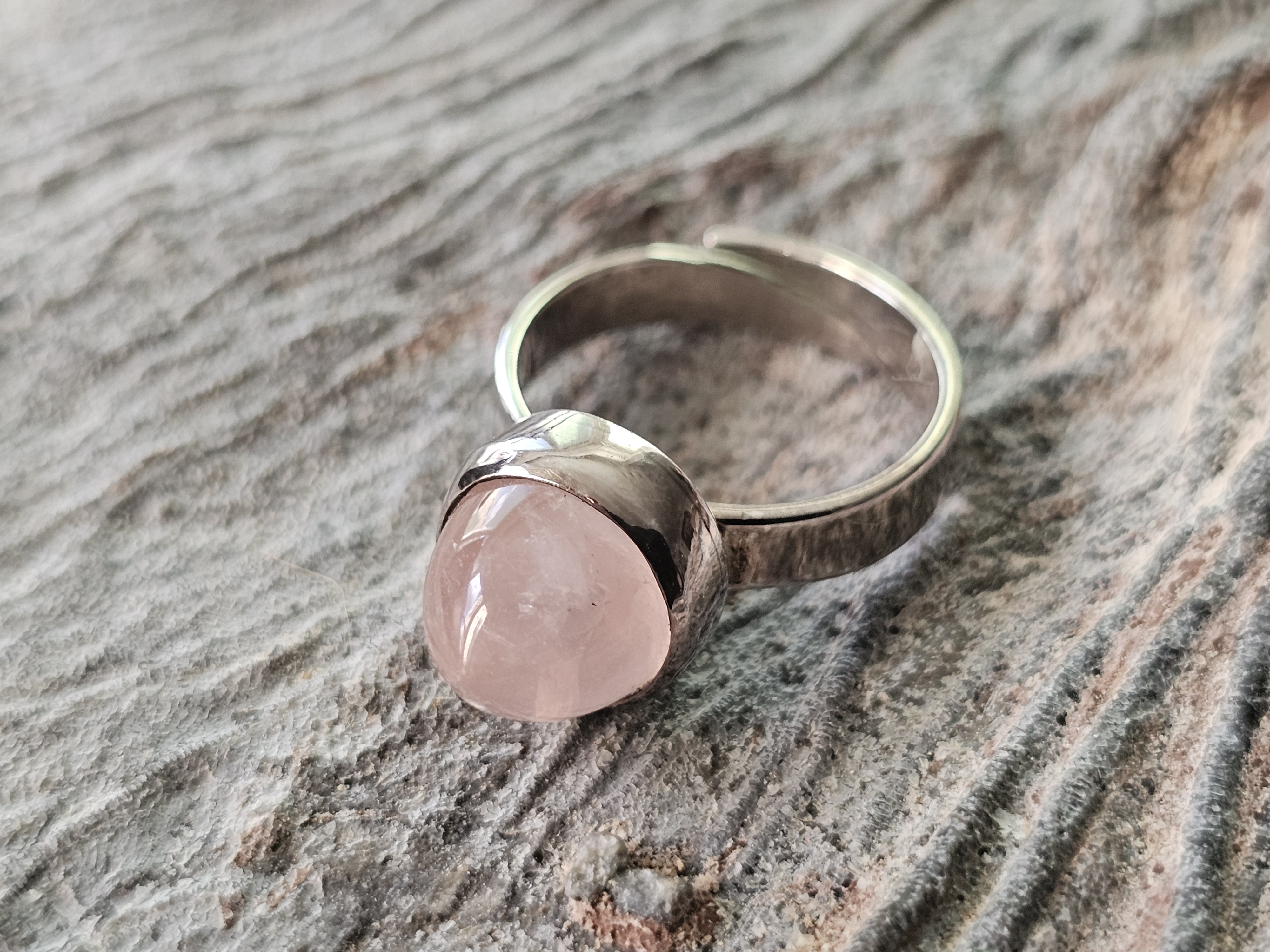 Bullet ring rosenkvarts, 925-silver - 2