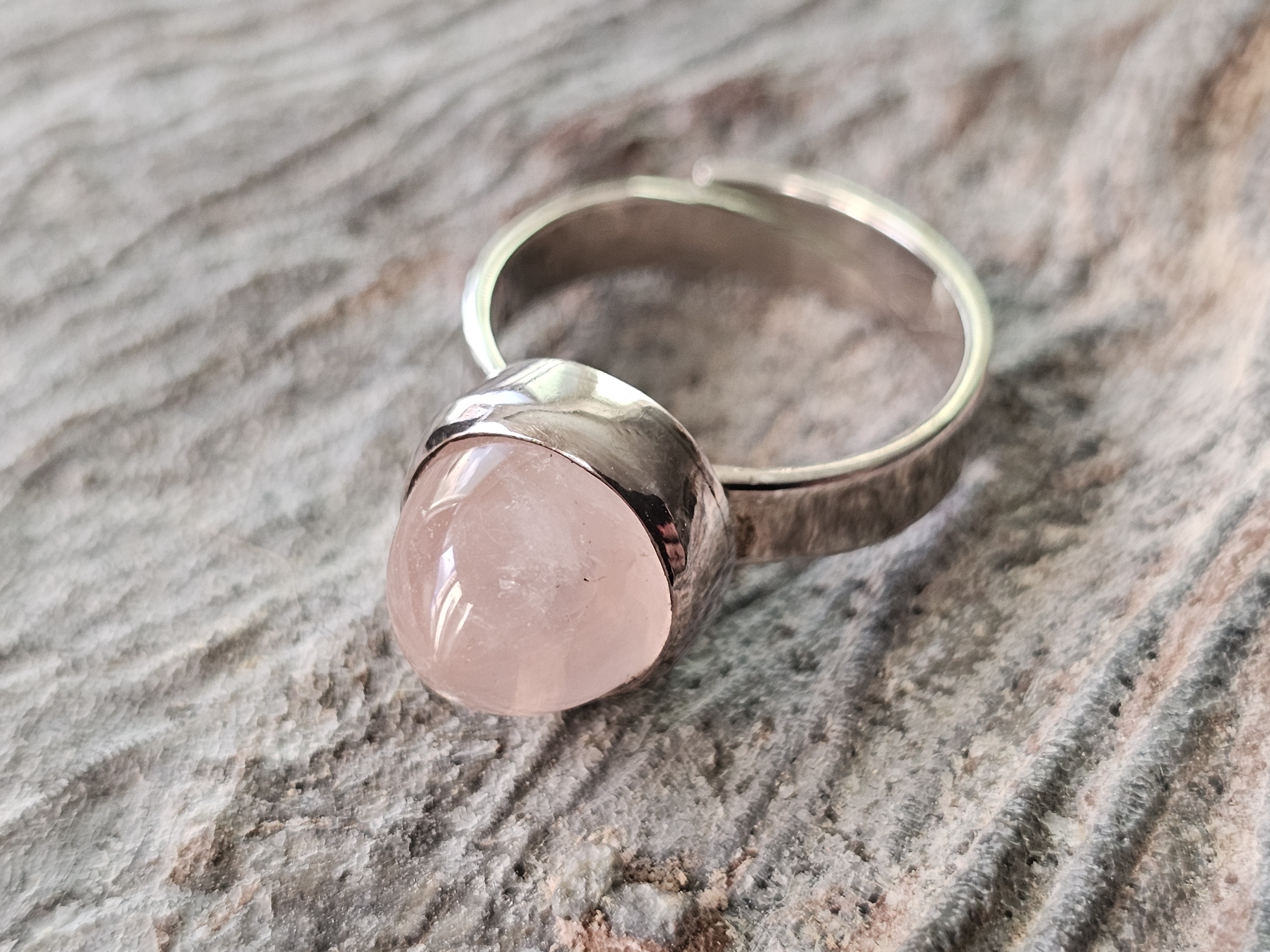 Bullet ring rosenkvarts, 925-silver