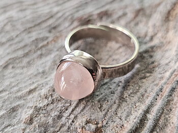 Bullet ring rosenkvarts, 925-silver