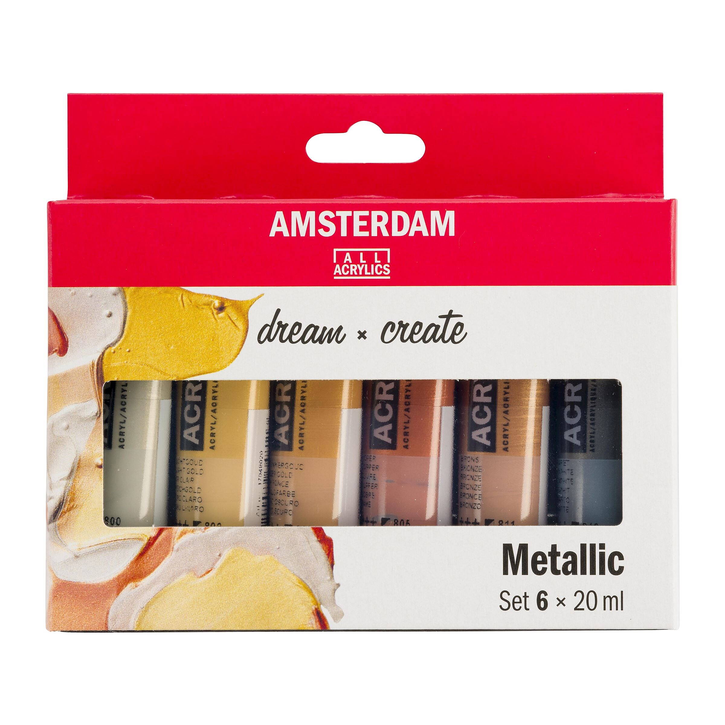 Amsterdam  Akrylfärgsset Metallic 6 × 20 ml