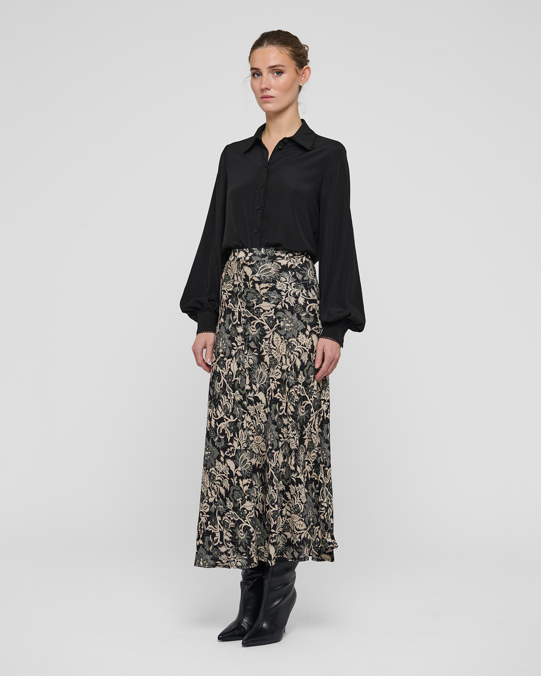 Kjol Kela mönstrad svart/beige/grått - 4