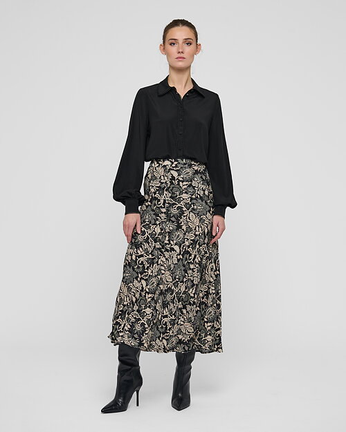 Kjol Kela mönstrad svart/beige/grått