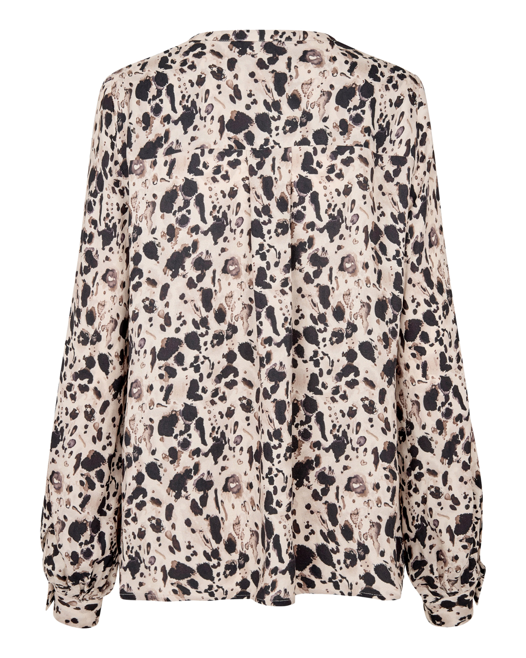 Blus Nadia v-ringad beige/svart mönstrad - 2