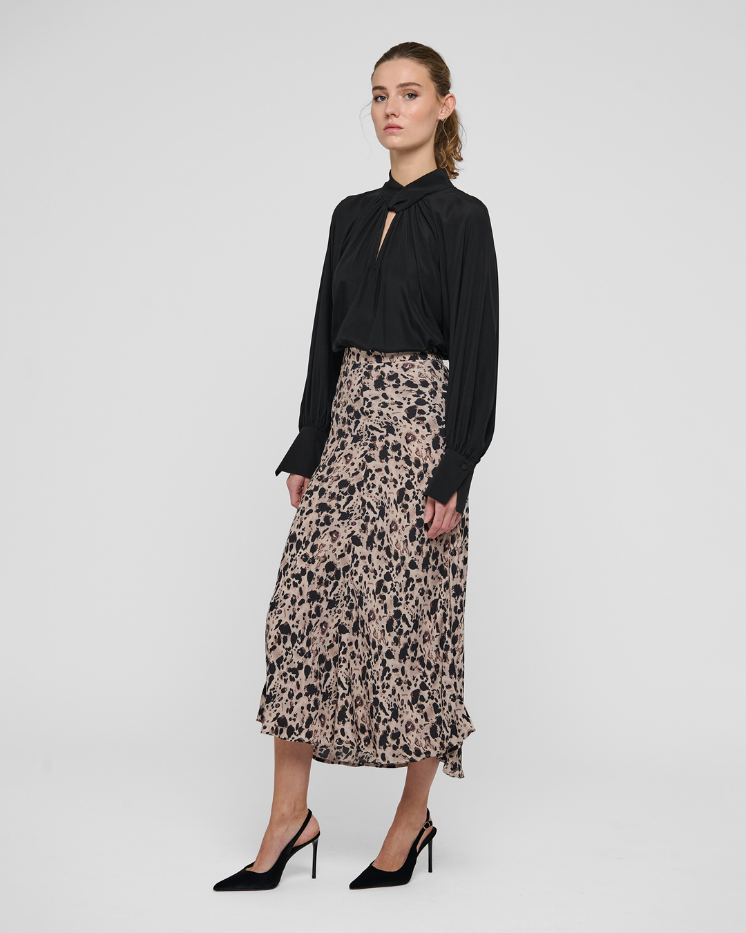 Kjol Kela mönstrad beige/svart - 4