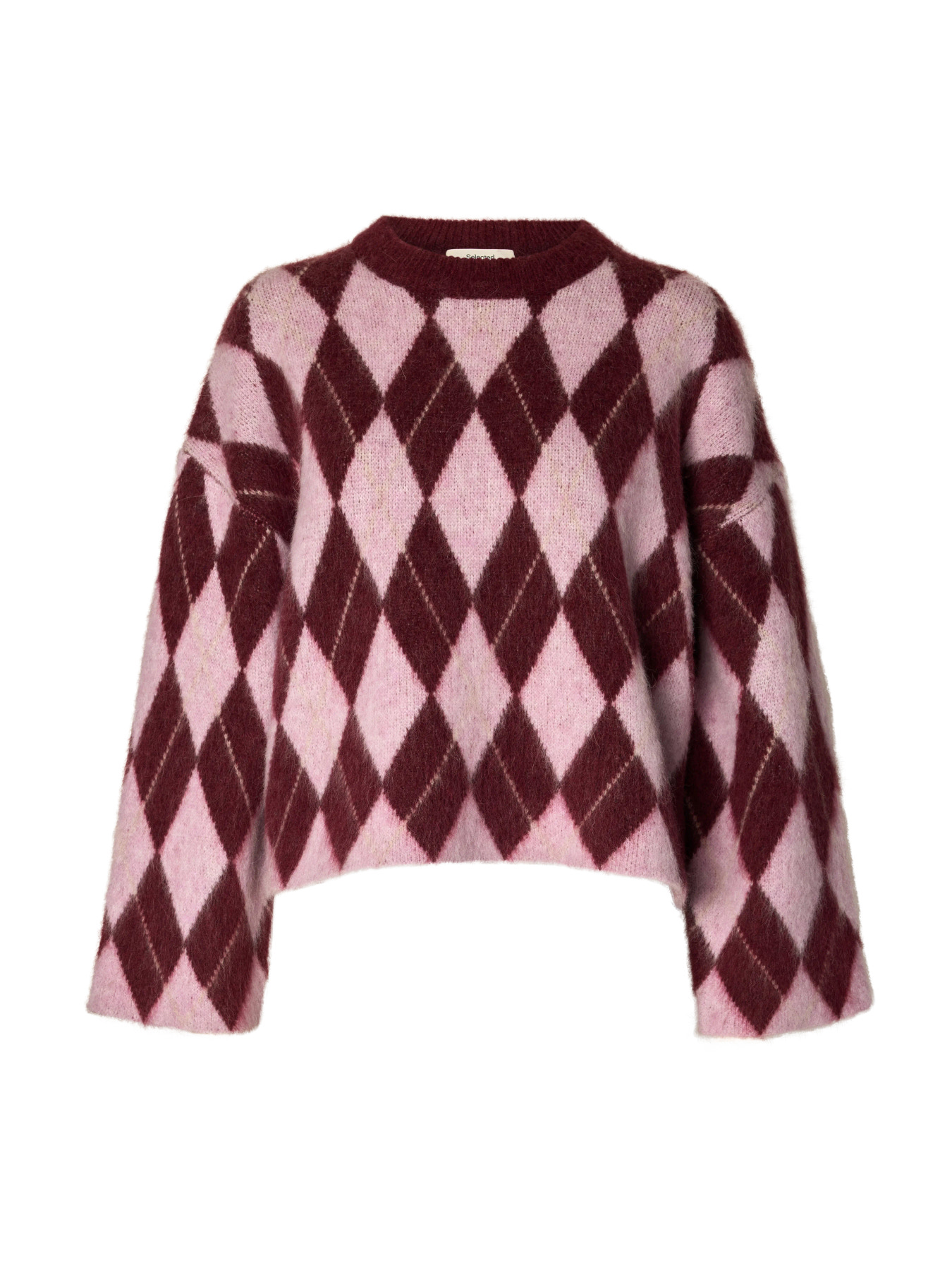 SLWLULU BRUSHED ARGYLE KNIT O-NECK NOOS Tawny Port Windsome Orchid Birch