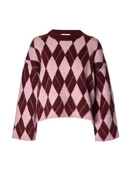 SLWLULU BRUSHED ARGYLE KNIT O-NECK NOOS Tawny Port Windsome Orchid Birch