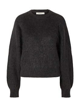 SLWMIRA LS KNIT SHORT O-NECK NOOS Asphalt