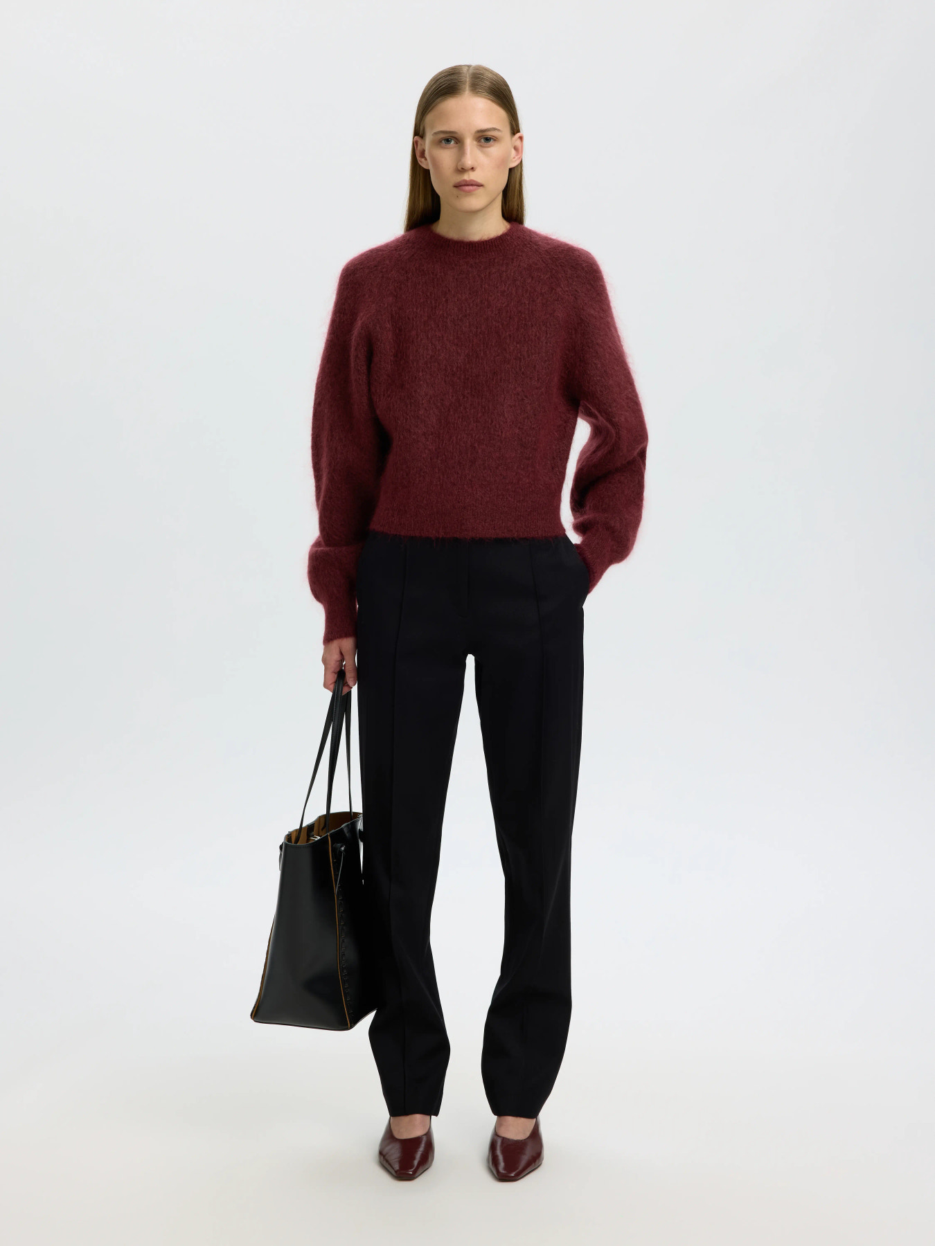 SLWMIRA LS KNIT SHORT O-NECK NOOS Tawny Port - 4