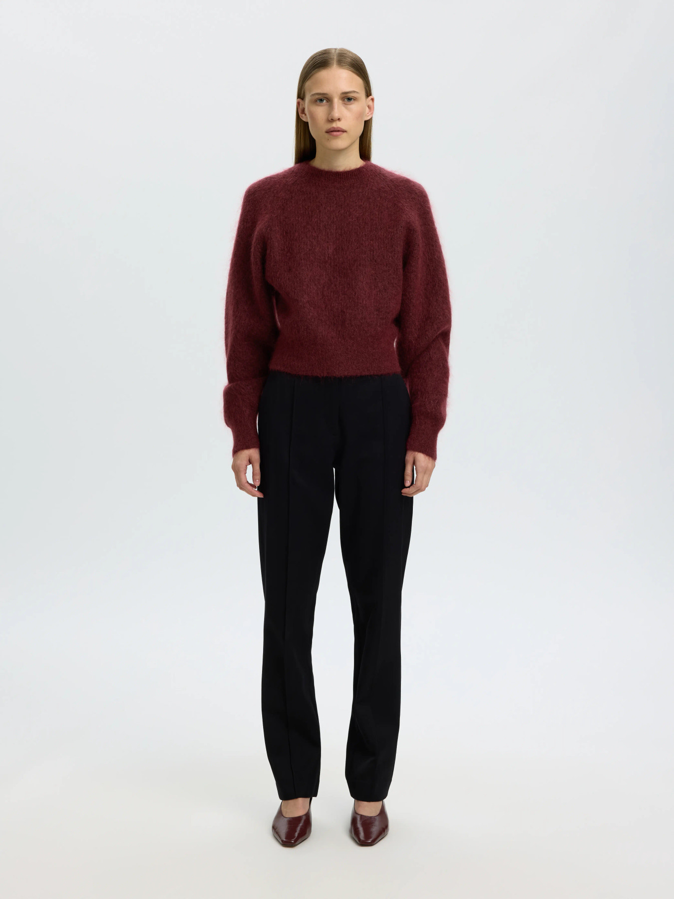 SLWMIRA LS KNIT SHORT O-NECK NOOS Tawny Port - 5