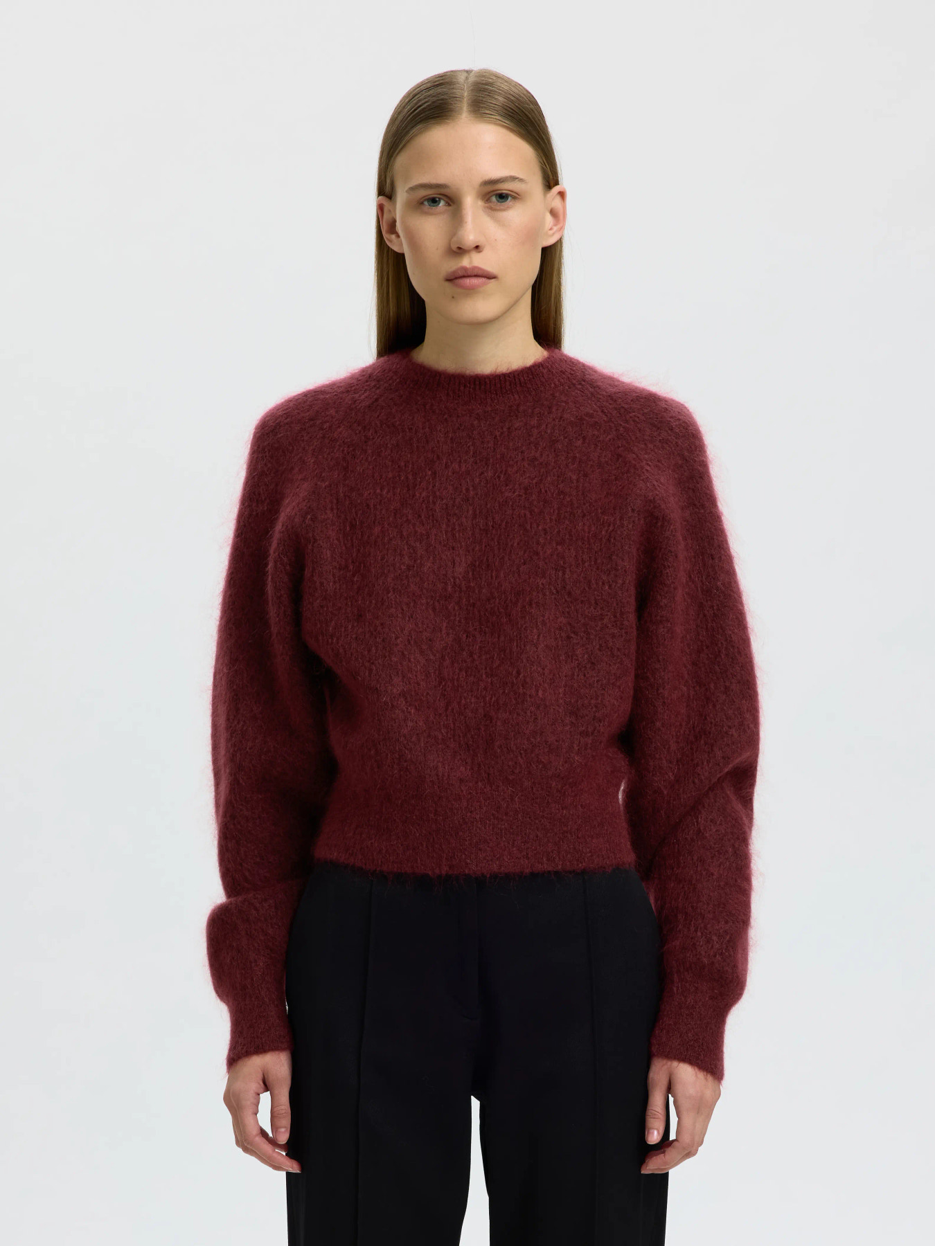 SLWMIRA LS KNIT SHORT O-NECK NOOS Tawny Port - 2
