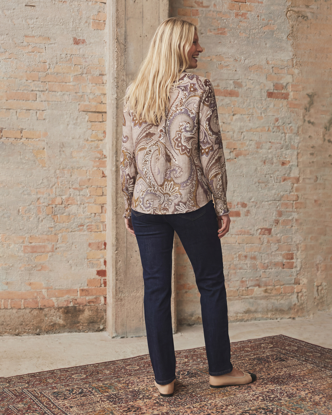 Skjortblus Lotta paisleymönstrad beige/kamel - 2