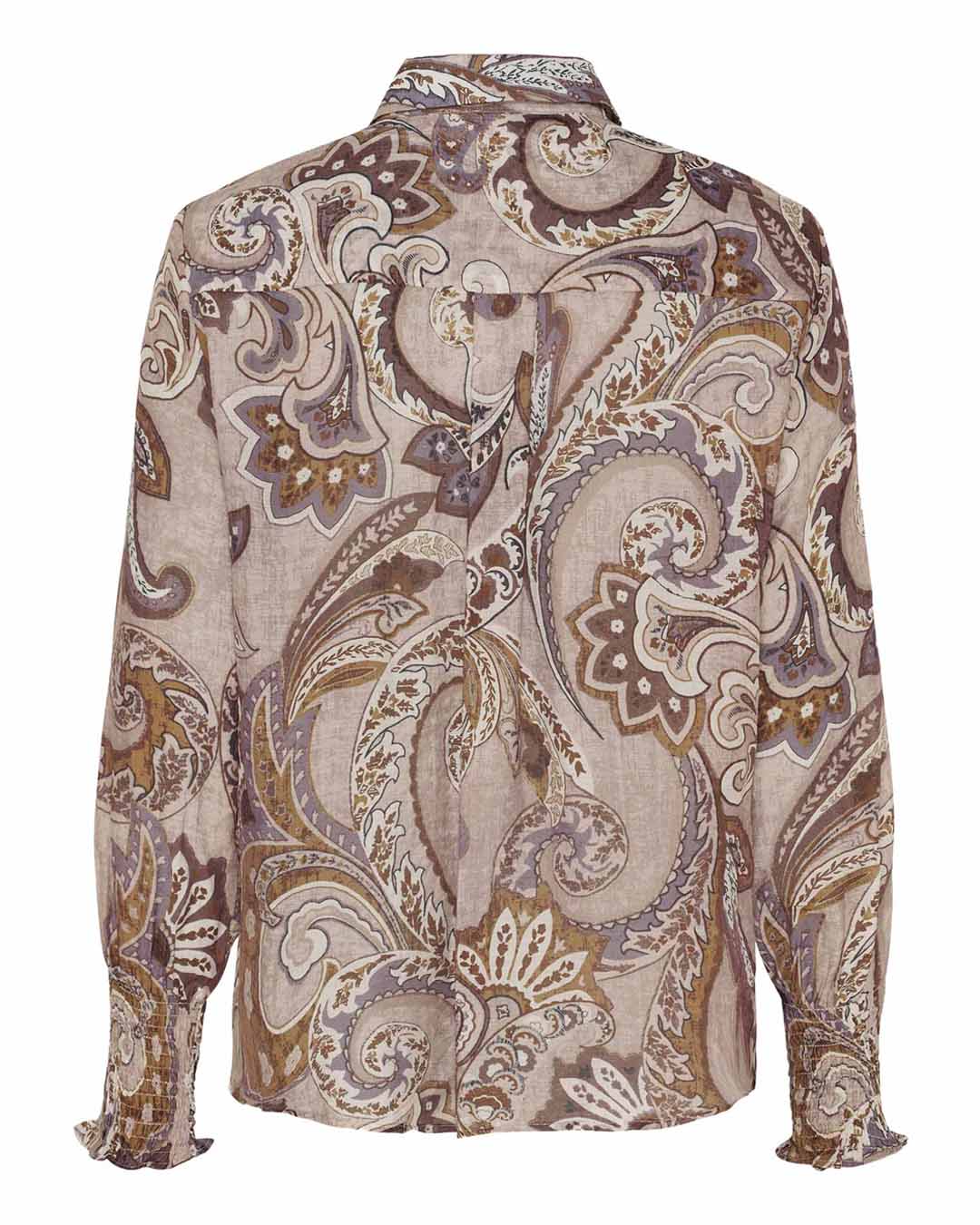 Skjortblus Lotta paisleymönstrad beige/kamel - 5