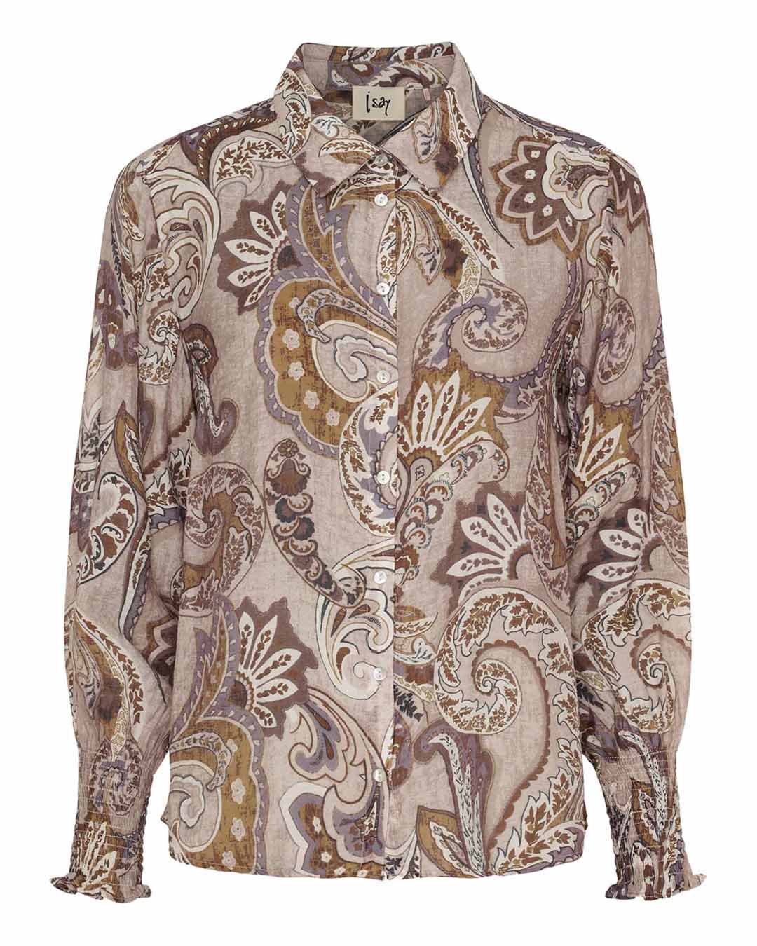 Skjortblus Lotta paisleymönstrad beige/kamel - 4