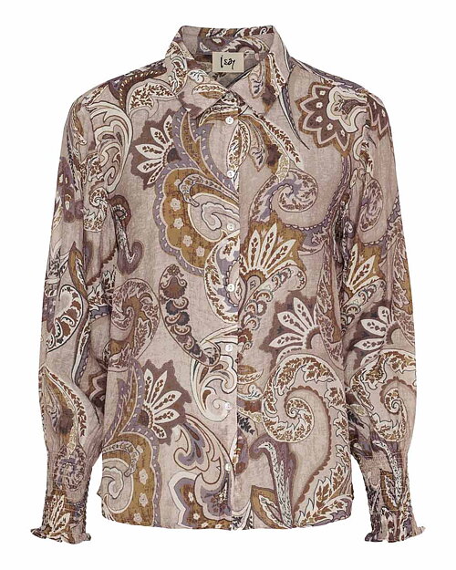 Skjortblus Lotta paisleymönstrad beige/kamel - 4