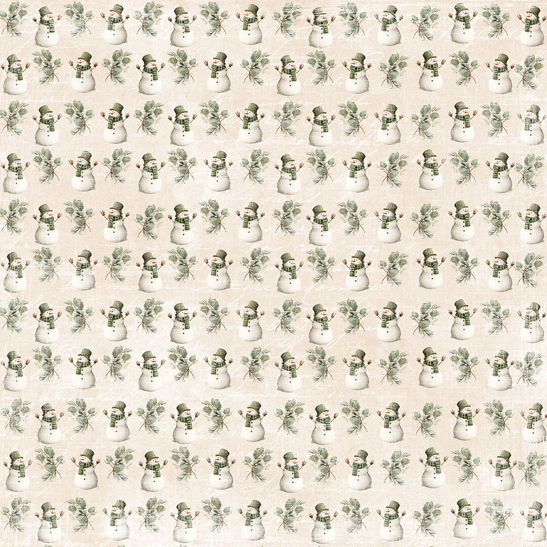 Reprint - Printed  papper 12x12 - Snowman - Cozy Winter Collection 