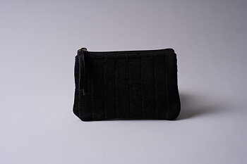 Velvet Flat Pouch bag /  Toilet bag Small  Black