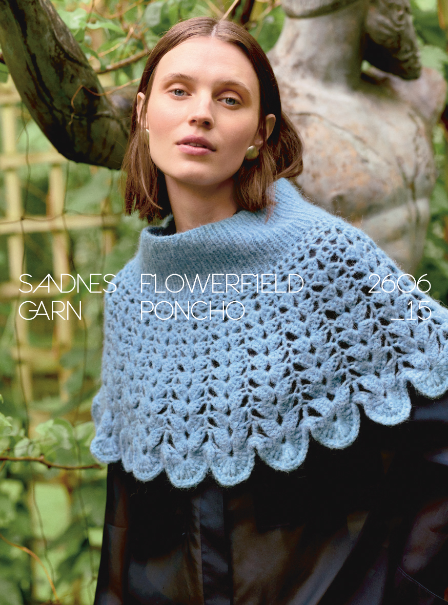 Sandnes Flowerfield Poncho 2606_15  (Virknål 6, stickor 4,5)