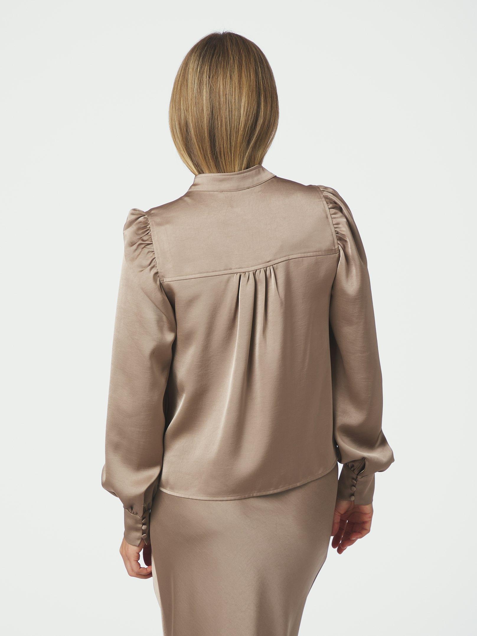Rosslyn Heavy Sateen Blouse Dark Taupe - 4