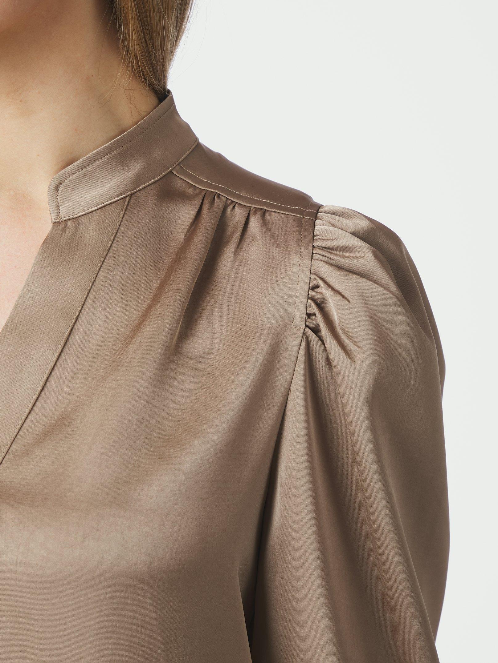 Rosslyn Heavy Sateen Blouse Dark Taupe - 6