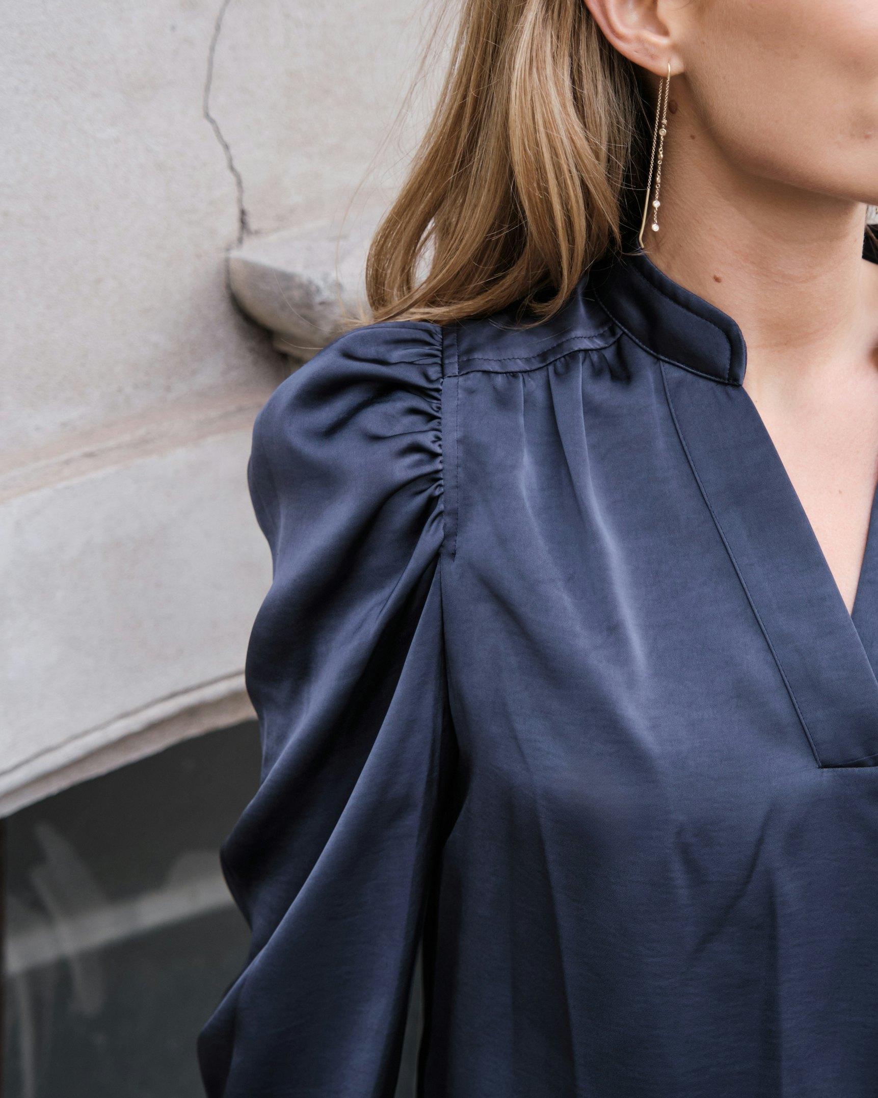 Rosslyn Heavy Sateen Blouse Midnight Blue - 9