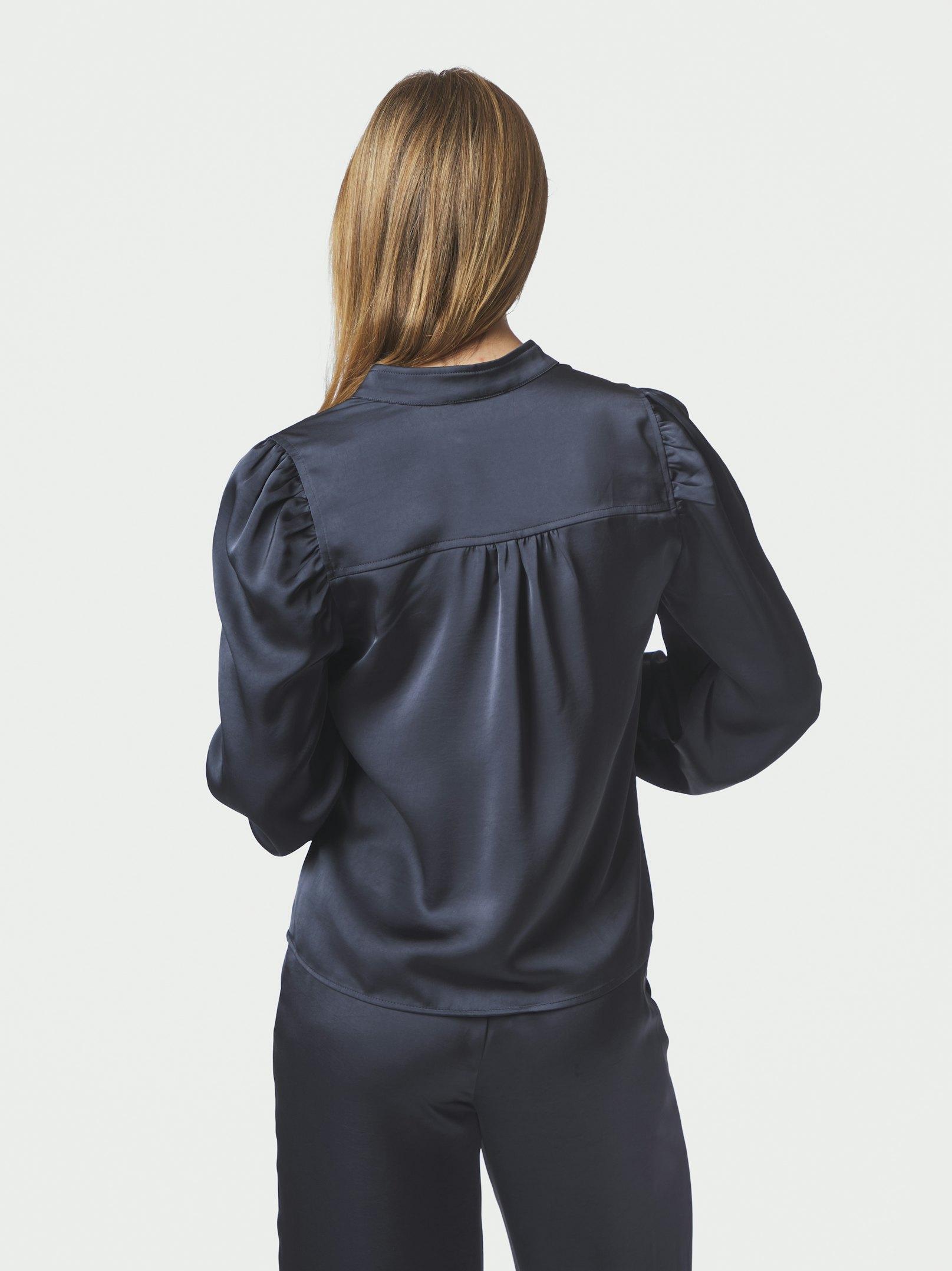 Rosslyn Heavy Sateen Blouse Midnight Blue - 4