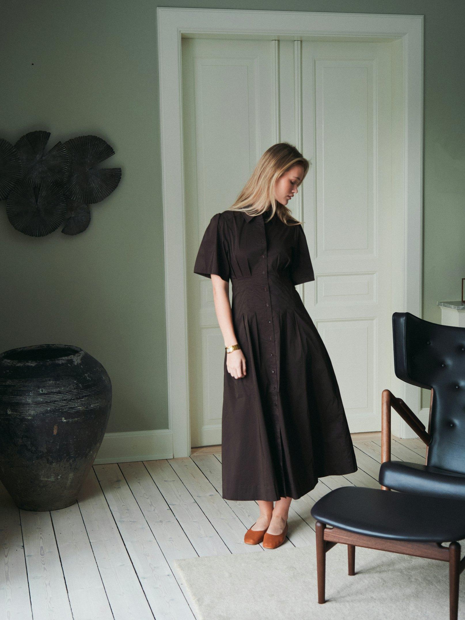 Baia Poplin Dress Chocolate Brown - 7