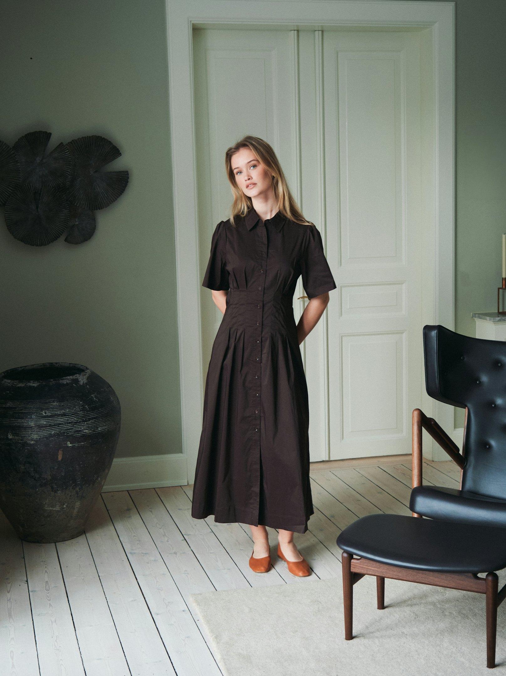 Baia Poplin Dress Chocolate Brown - 6