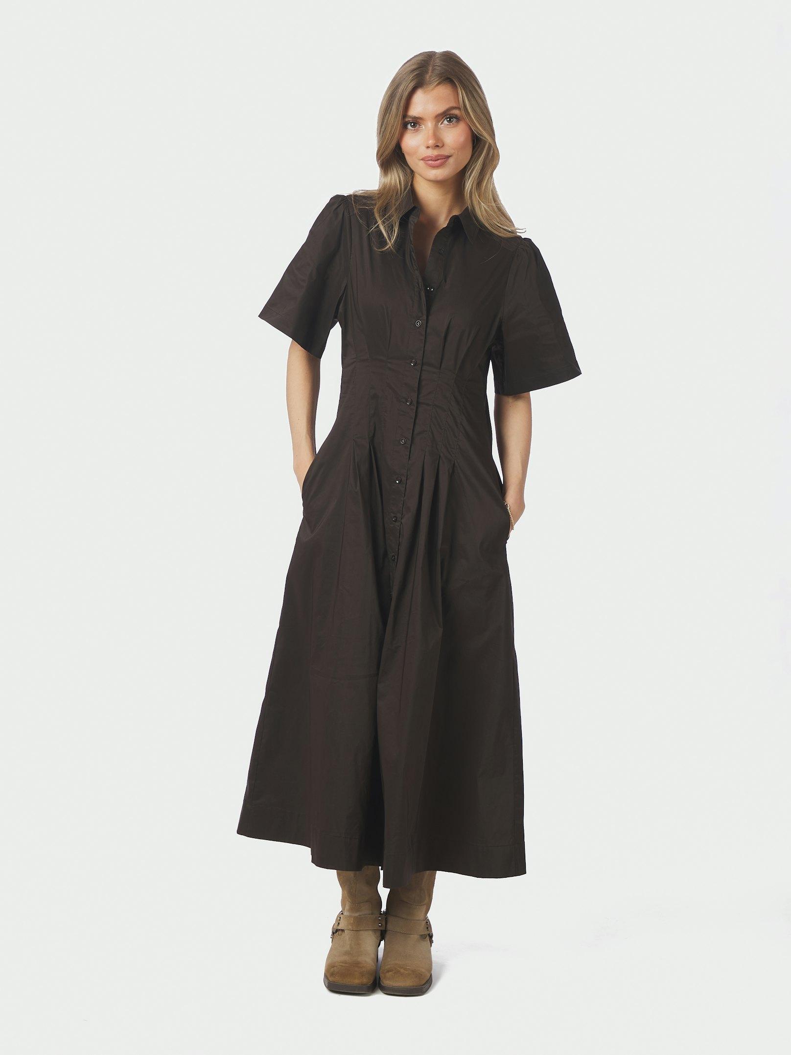 Baia Poplin Dress Chocolate Brown - 3