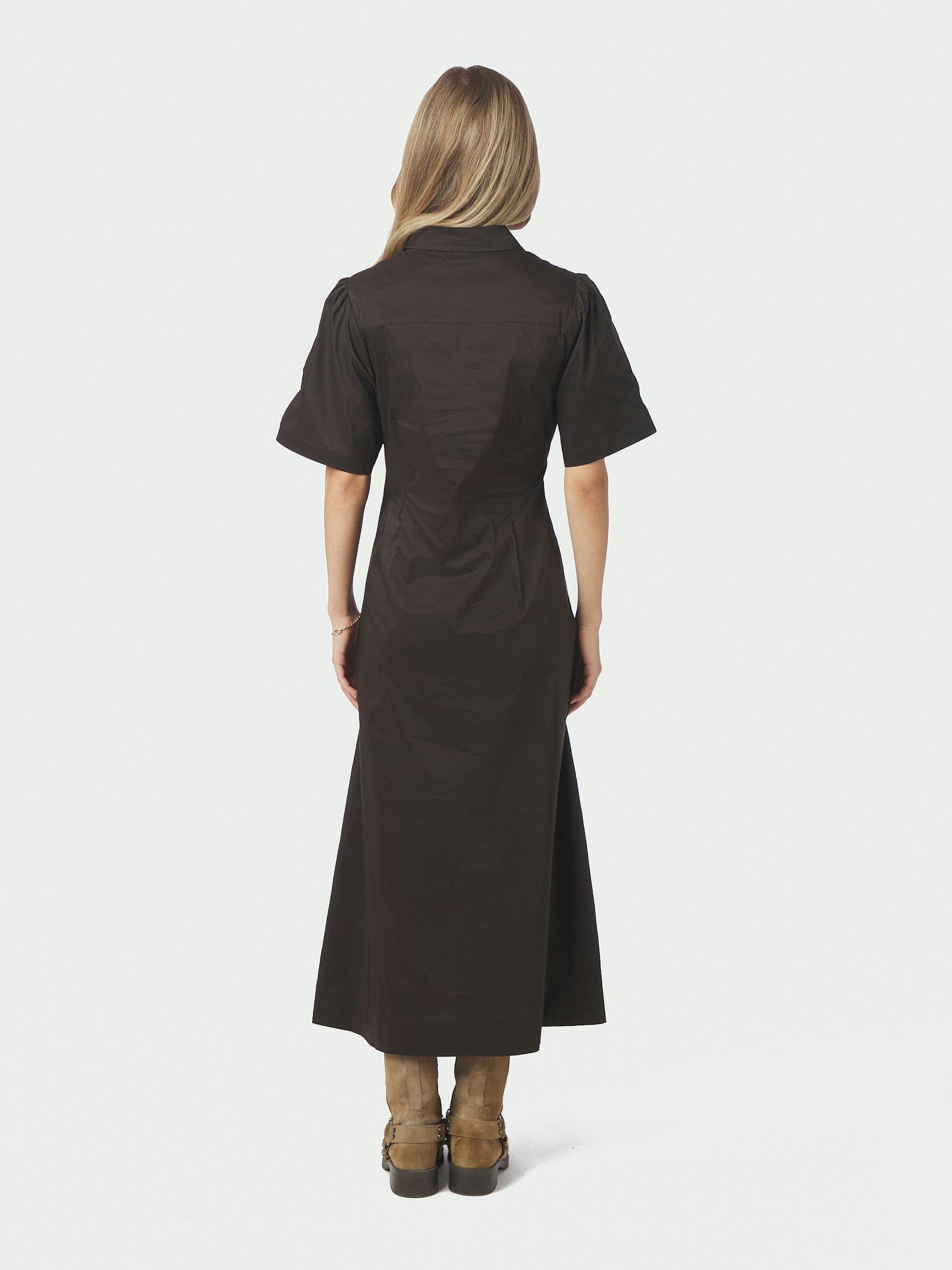 Baia Poplin Dress Chocolate Brown - 4