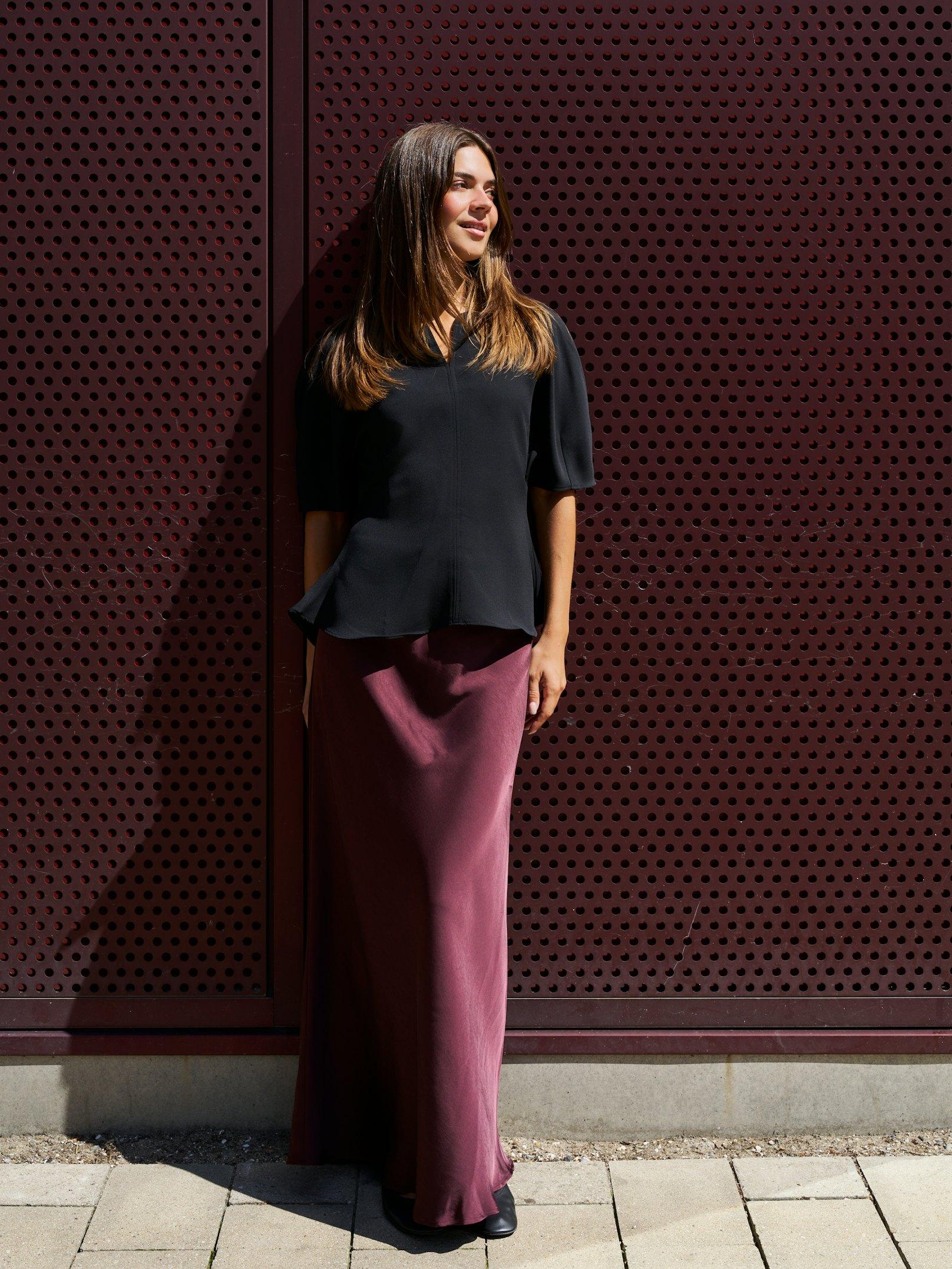 Vicky Heavy Sateen Skirt Burgundy - 7