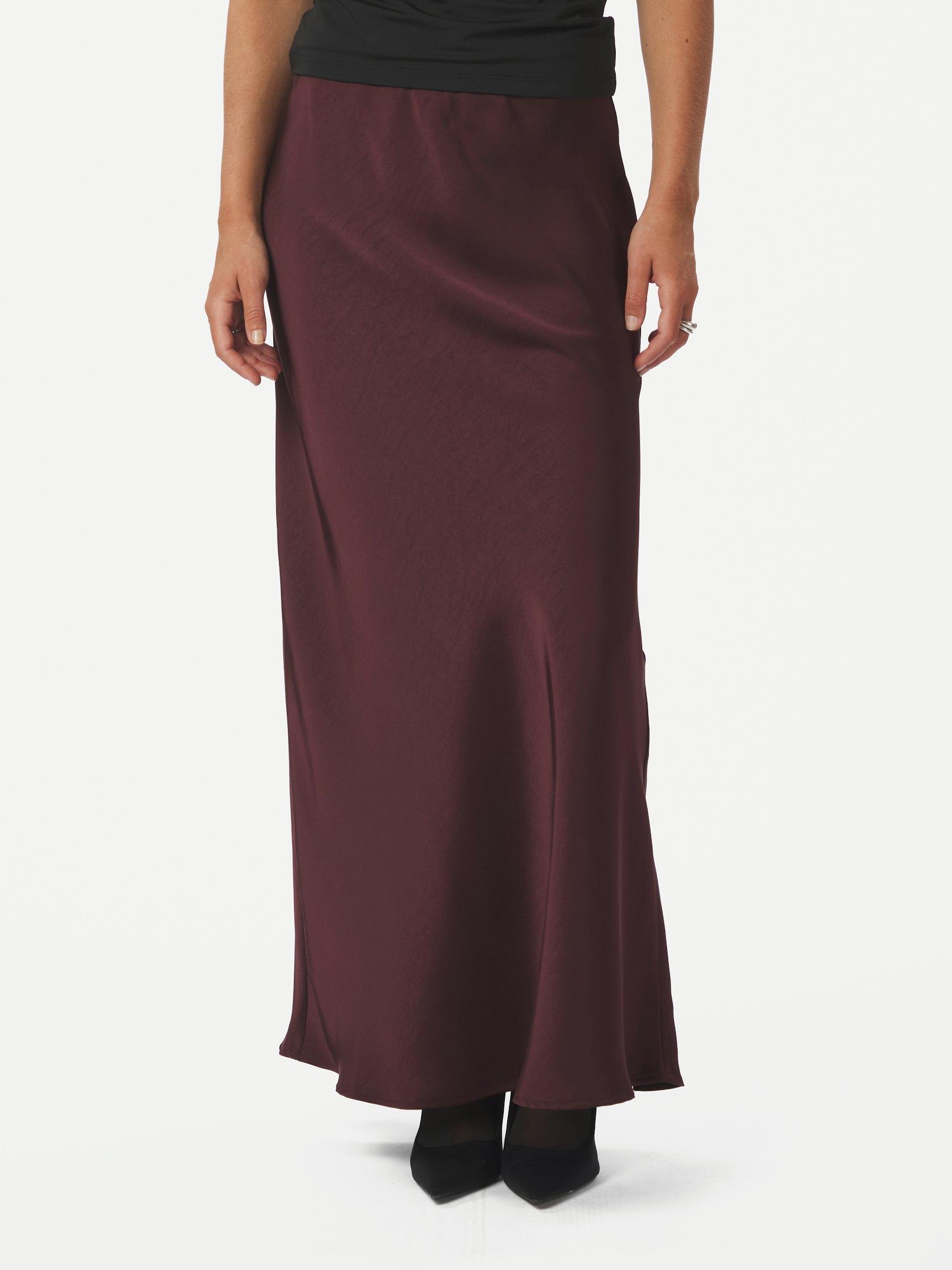 Vicky Heavy Sateen Skirt Burgundy - 3